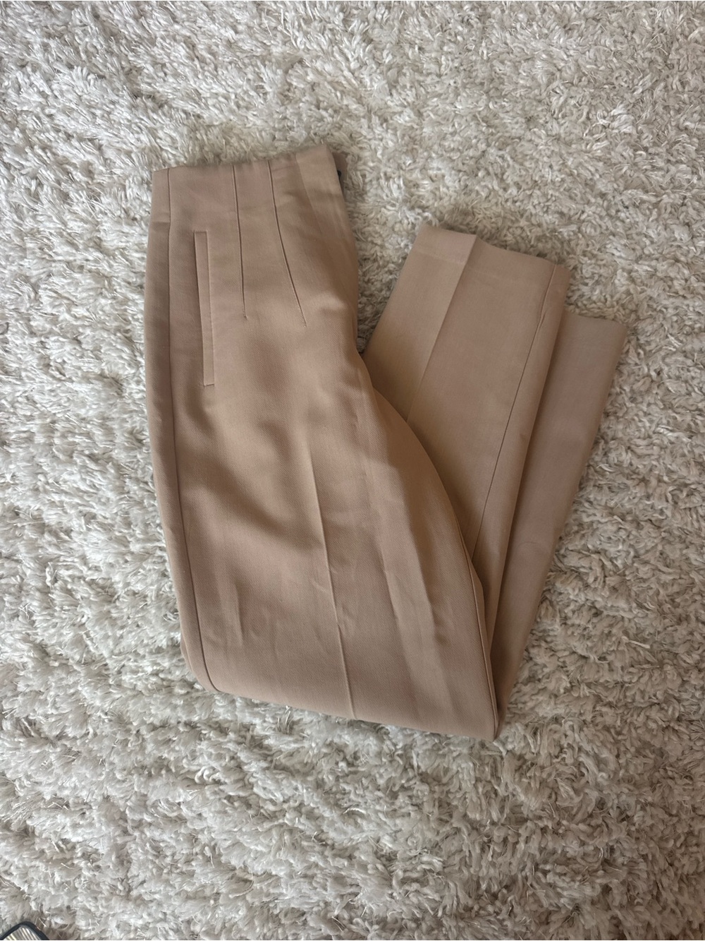 Zara Tailored High-Waist Trousers in Beige